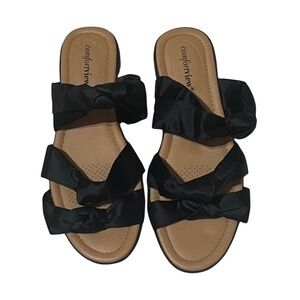 Comfortview Black Bow Women's Sandals